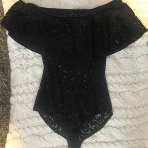 Fashion Nova lace over the shoulder body suit